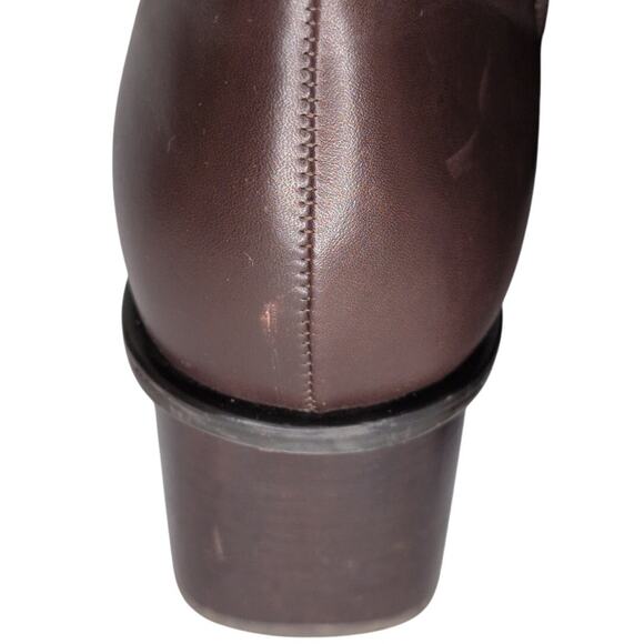 Brown Leather Ankle Boots Women 8.5 Square Toe Minimalism Classic Capsule Office - Picture 9 of 9